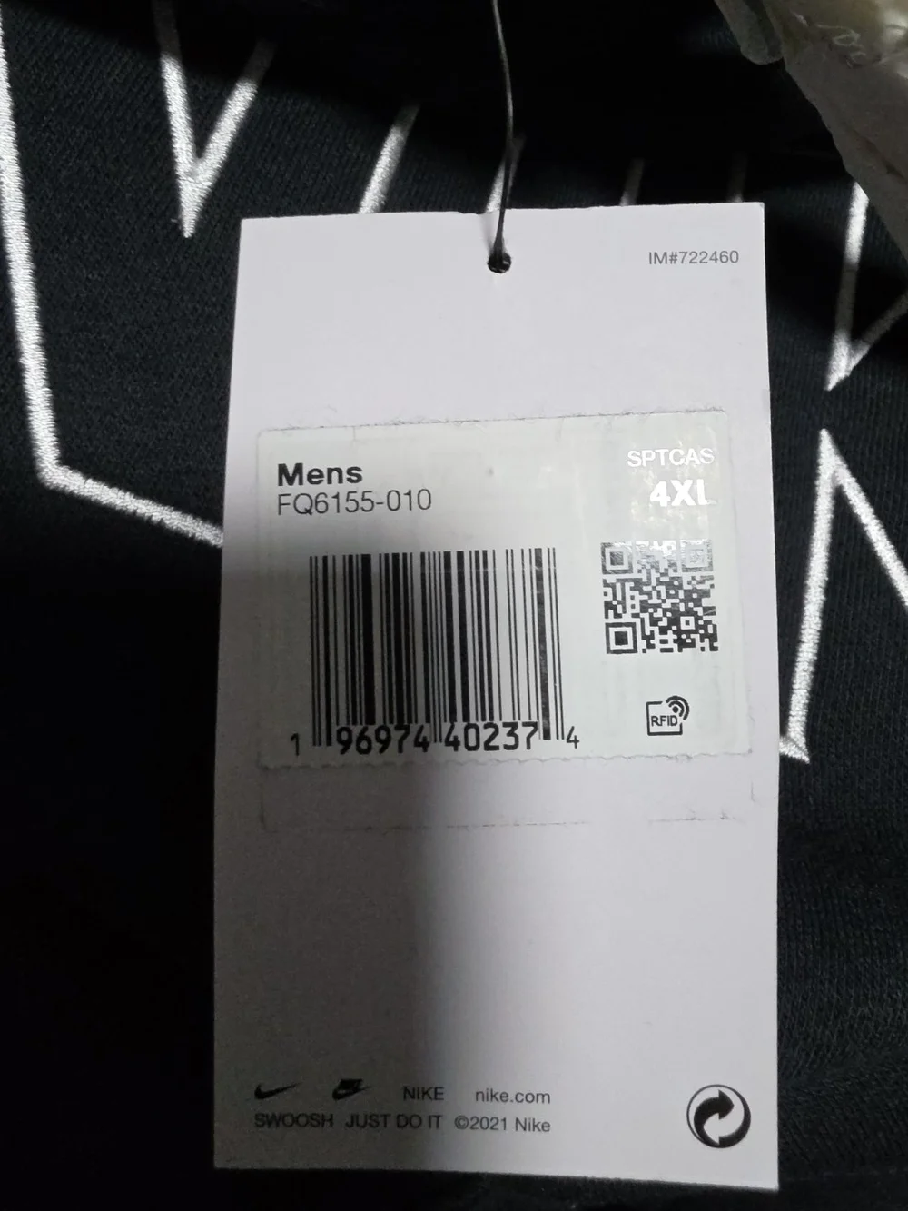 Nike Men's Black Hoodie with White Outline NIKE and Swoosh